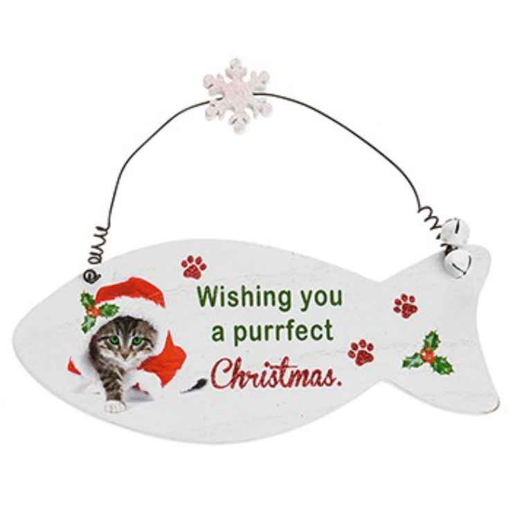 Purrfect Christmas Fish Plaque CATS